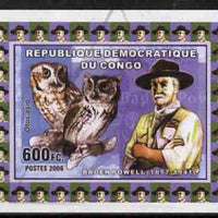 Congo 2006 Baden Powell #1 with Asian Screech Owl imperf sheetlet cto used
