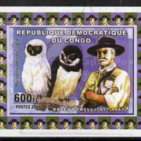 Congo 2006 Baden Powell #2 with Spectacled Owl imperf sheetlet cto used