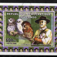Congo 2006 Baden Powell #4 with Tawny Owl imperf sheetlet cto used