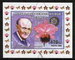 Congo 2006 Paul Harris #1 with Laeliocattleya Orchid imperf sheetlet cto used