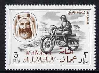 Manama 1967 Motorbike 3R opt'd on Ajman from Transport set unmounted mint, SG 5-13 (Mi 22-30)