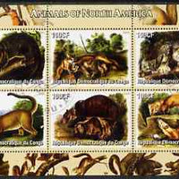 Congo 2005 Audubon Animals of North America perf sheetlet containing 6 values fine cto used
