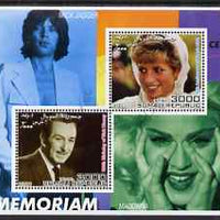 Somalia 2001 In Memoriam - Princess Diana & Walt Disney #11 perf sheetlet containing 2 values with Mick Jagger & Madonna in background fine cto used