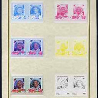 Tuvalu - Vaitupu 1985 Life & Times of HM Queen Mother (Leaders of the World) 65c set of 7 imperf progressive proof pairs comprising the 4 individual colours plus 2, 3 and all 4 colour composites mounted on special Format Internati……Details Below