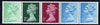 Great Britain 1971 Machin multi-value coil (6p,2p,1p,1/2p,1/2p) with constant variety 'small white dot behind hair on 6p' and 'disturbance behind hair on 2p' (ex G3 coil roll 10) unmounted mint