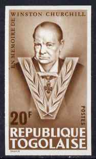 Togo 1965 Churchill Commemoration 20f brown imperf, unmounted mint as SG 425