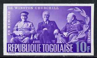 Togo 1965 Churchill Commemoration 10f violet & blue (With Stalin & Roosevelt at Teheran) imperf, unmounted mint as SG 424