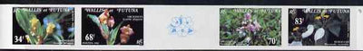 Wallis & Futuna 1982 Orchids strip of 4 imperf from limited printing unmounted mint, as SG 396-99