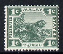 Malaya - Federated Malay States 1904 Tiger 1c green (die II) unmounted mint, SG 29