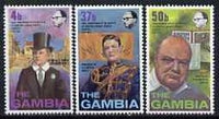 Gambia 1974 Birth Centenary of Sir Winston Churchill perf set of 3 unmounted mint SG 320-22