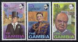 Gambia 1974 Birth Centenary of Sir Winston Churchill perf set of 3 unmounted mint SG 320-22