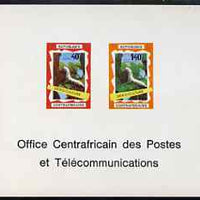 Central African Republic 1970 Operation Bokassa imperf deluxe proof card containing 40f & 140f (Silkworms) in issued colours as SG 221-2
