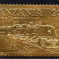 Tanzania 1985 Railways 20s (Loco 6004) embossed in 22k gold unmounted mint as SG 432