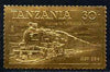 Tanzania 1985 Railways 30s (Loco 3129) embossed in 22k gold unmounted mint as SG 433