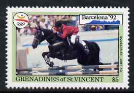 St Vincent - Grenadines 1992 Showjumping $5 (from barcelona Olympics set) unmounted mint, SG 877