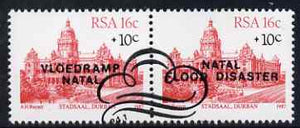 South Africa 1987 Natal Flood Relief Fund #1 (City Hall 16c + 10c) opt se-tenant pair fine used, SG 624a