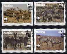 Namibia 1991 WWF - Endangered Species - Zebra set of 4 used with special cancellation, SG 572-75