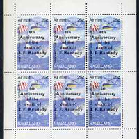 Nagaland 1969 6th Death Anniversary of J F Kennedy opt on 25c Moon Programme (Splashdown) complete perf sheetlet of 6 unmounted mint