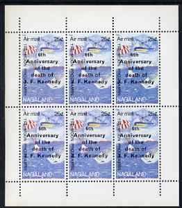 Nagaland 1969 6th Death Anniversary of J F Kennedy opt on 25c Moon Programme (Splashdown) complete perf sheetlet of 6 unmounted mint