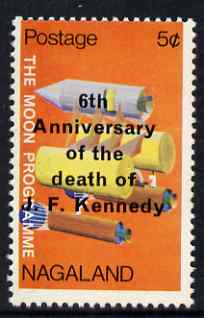 Nagaland 1969 6th Death Anniversary of J F Kennedy opt on 5c Moon Programme (Splashdown) unmounted mint single