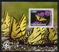 Palestine (PNA) 2007 Butterflies #1 perf m/sheet with Scout Logo, unmounted mint. Note this item is privately produced and is offered purely on its thematic appeal