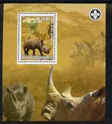 Palestine (PNA) 2007 Rhinos perf m/sheet with Scout Logo, unmounted mint. Note this item is privately produced and is offered purely on its thematic appeal