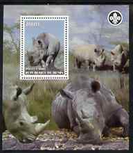Benin 2007 Rhinos perf m/sheet with Scout Logo, unmounted mint