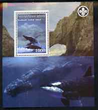 Palestine (PNA) 2007 Whales & Dolphins perf m/sheet with Scout Logo, unmounted mint. Note this item is privately produced and is offered purely on its thematic appeal