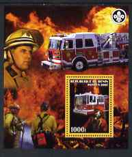 Benin 2007 Fire Fighters #2 perf m/sheet with Scout Logo, unmounted mint