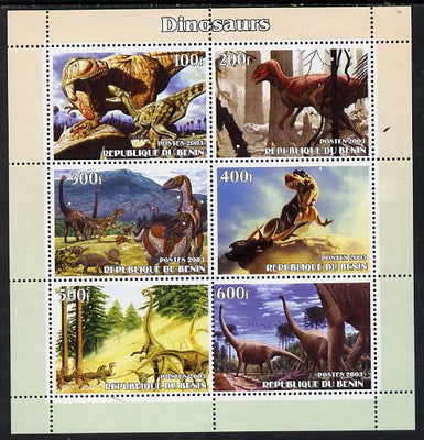 Benin 2003 Dinosaurs #12 perf sheetlet containing 6 values unmounted mint