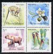 India 2005 Flora & Fauna perf se-tenant block of 4 unmounted mint, SG 2260-63