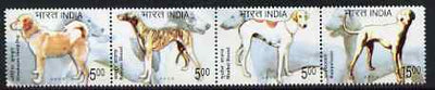 India 2005 Dogs perf se-tenant strip of 4 unmounted mint, SG 2252-55