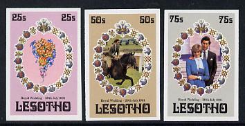 Lesotho 1981 Royal Wedding set of 3 in imperf pairs (as SG 451-3) unmounted mint