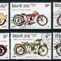 Laos 1985 Centenary of Motor Cycle set of 6 values only fine cto used, SG 807-13
