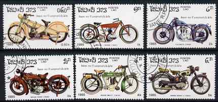 Laos 1985 Centenary of Motor Cycle set of 6 values only fine cto used, SG 807-13