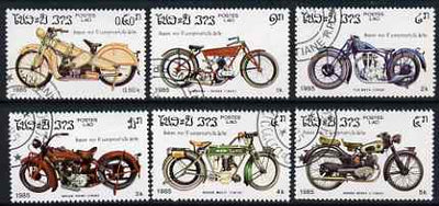 Laos 1985 Centenary of Motor Cycle set of 6 values only fine cto used, SG 807-13