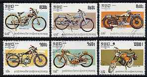 Kampuchea 1985 Centenary of Motor Cycle perf set of 6 values only fine cto used, SG 598-603