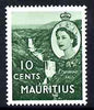 Mauritius 1963-65 Tamarind Falls 10c bluish-green Block CA wmk unmounted mint SG 314