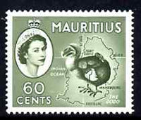 Mauritius 1963-65 Dodo & Map 60c Block CA wmk unmounted mint SG 315