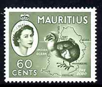 Mauritius 1963-65 Dodo & Map 60c Block CA wmk unmounted mint SG 315