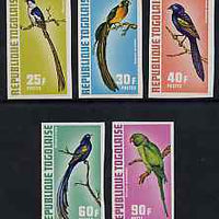 Togo 1973 Exotic Birds imperf set of 5 from limited printing unmounted mint as SG 893-7