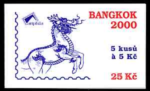 Czech Republic 2000 Bangkok 2000 25k booklet containing 5 x 5k Taurus the Bull Zodiac stamps unused and fine
