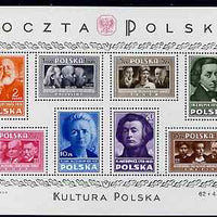 Poland 1947 Polish Culture perf m/sheet lightly mounted mint, SG MS594a