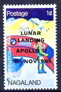 Nagaland 1968 Apollo 12 Lunar Landing 1c dated 19th Nov 1969, unmounted mint