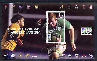 Ireland 2007 Rugby World Cup 55c perf m/sheet (Paul O'Connell) unmounted mint