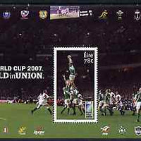 Ireland 2007 Rugby World Cup 78c perf m/sheet (Players) unmounted mint