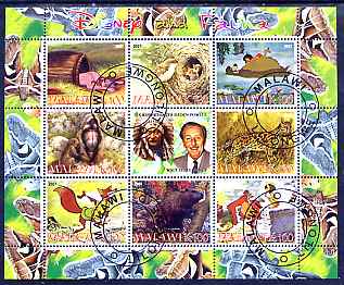 Malawi 2007 Disny & Fauna #1 perf sheetlet containing 8 values plus label fine cto used