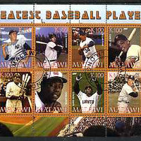 Malawi 2007 Greatest Baseball Players perf sheetlet containing 8 values fine cto used