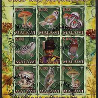 Malawi 2007 Owls & Mushrooms perf sheetlet containing 8 values plus label (Scout Centenary) fine cto used