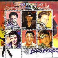 Djibouti 2007 Elvis Presley - King of Rock 'n' Roll #1 perf sheetlet containing 6 values fine cto used